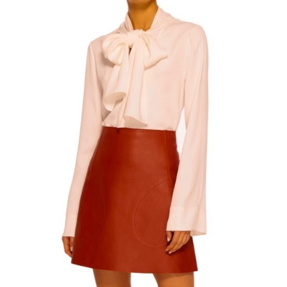 Khaite Blouse Dawn Tash Bow Long Sleeve Satin Crepe  Top - Picture 1 of 16